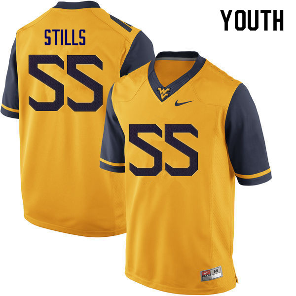 NCAA Youth Dante Stills West Virginia Mountaineers Yellow #55 Nike Stitched Football College Authentic Jersey BQ23E04XK